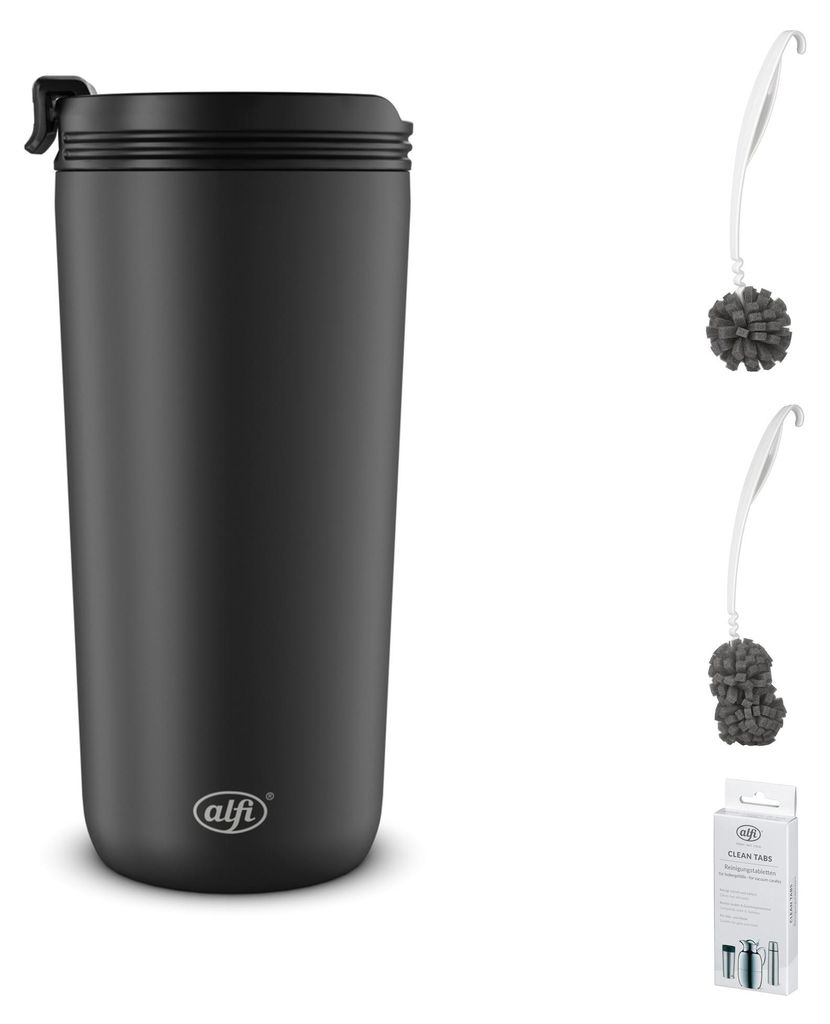 alfi ISO COFFEE MUG Thermobecher 0,4l – Vorteilsset mit Reinigungsbürste CLEAN FIX 30 cm