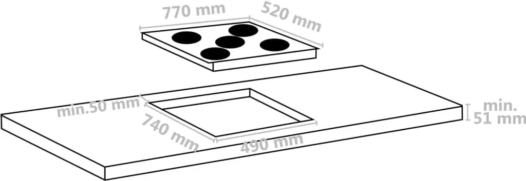Table de cuisson 77cm 5 plaques vitrocéramique 8500W avec Touch Control - 4