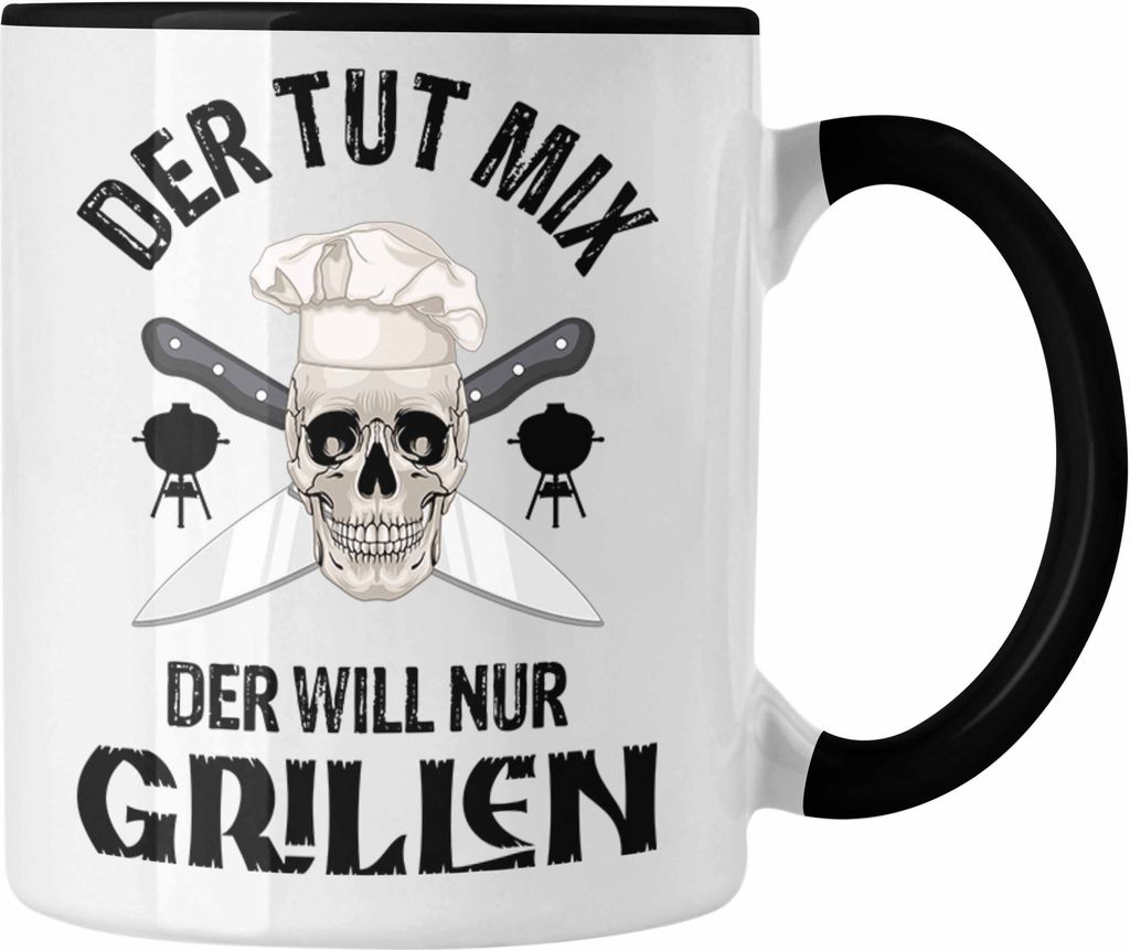 Trendation - Grill Tasse Geschenk Männer Steak Liebhaber Grillen Geschenkidee Vater BBQ's (Schwarz)
