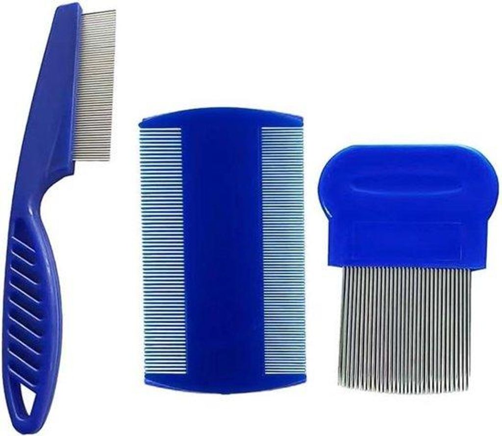 Luizenkam-Set aus Metall und Kunststoff, 3er-Pack, für Läuse und Nissen, effektiv und langlebig