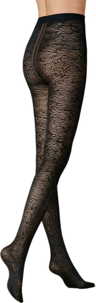 Kunert Damen Strumpfhose mit glänzender Rosen-Musterung SHADE 30 DEN schwarz 38/40 = S (1)