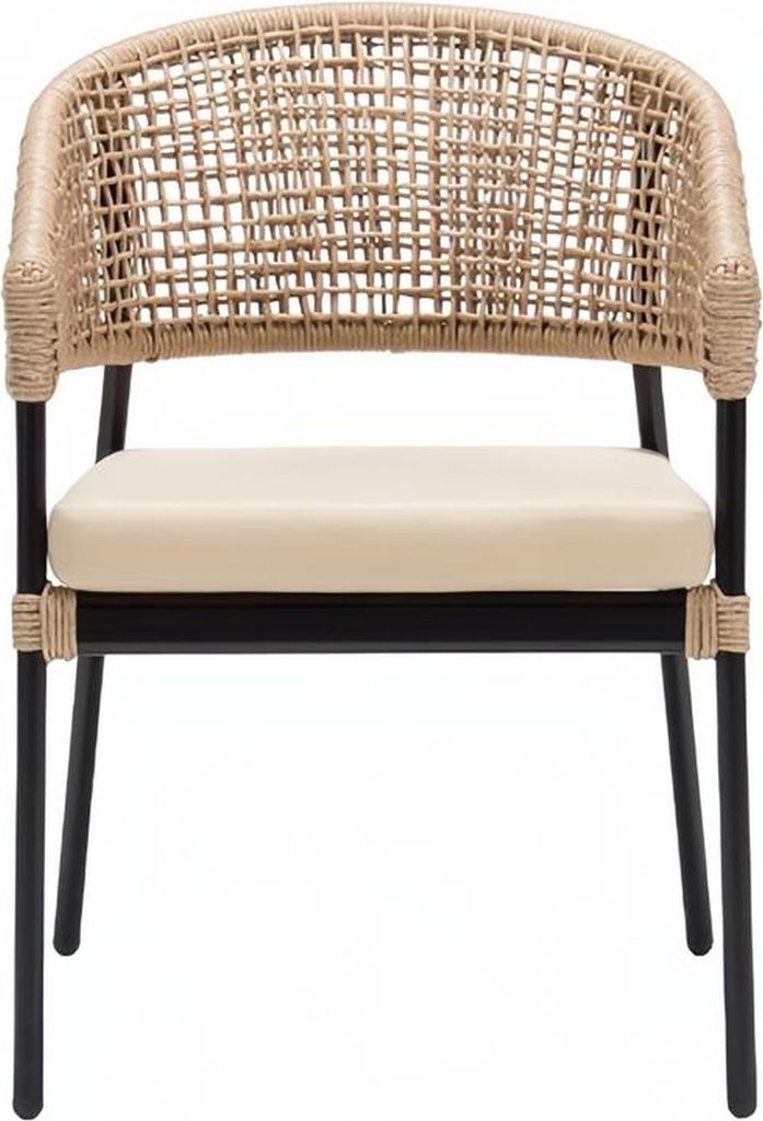 Luxus Rattan Qualität Sessel Beige Stilvoll modernen Stil Produktbild 