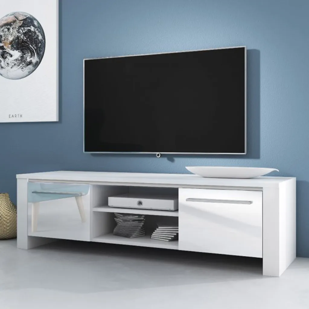 Meuble TV Home Olive Carolina Blanc Design Scandinave - Salon Moderne