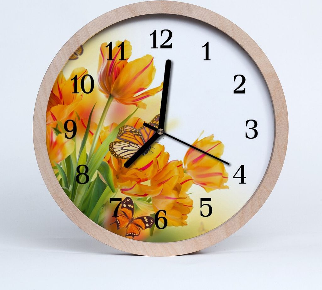 Holzuhr 20fi cm wanduhr - Tulpen Blumen