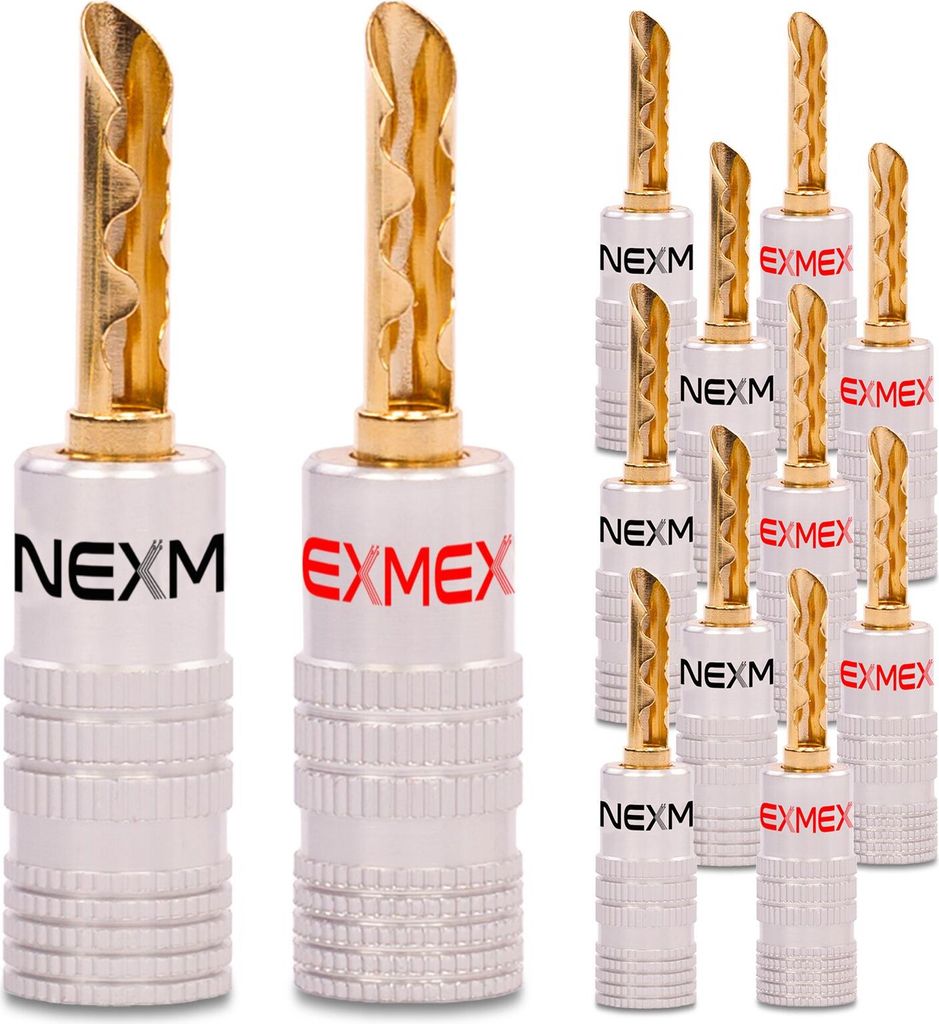Hohl Bananenstecker 4mm schraubbar 12x NEXMEX Stecker für Lautsprecherkabel