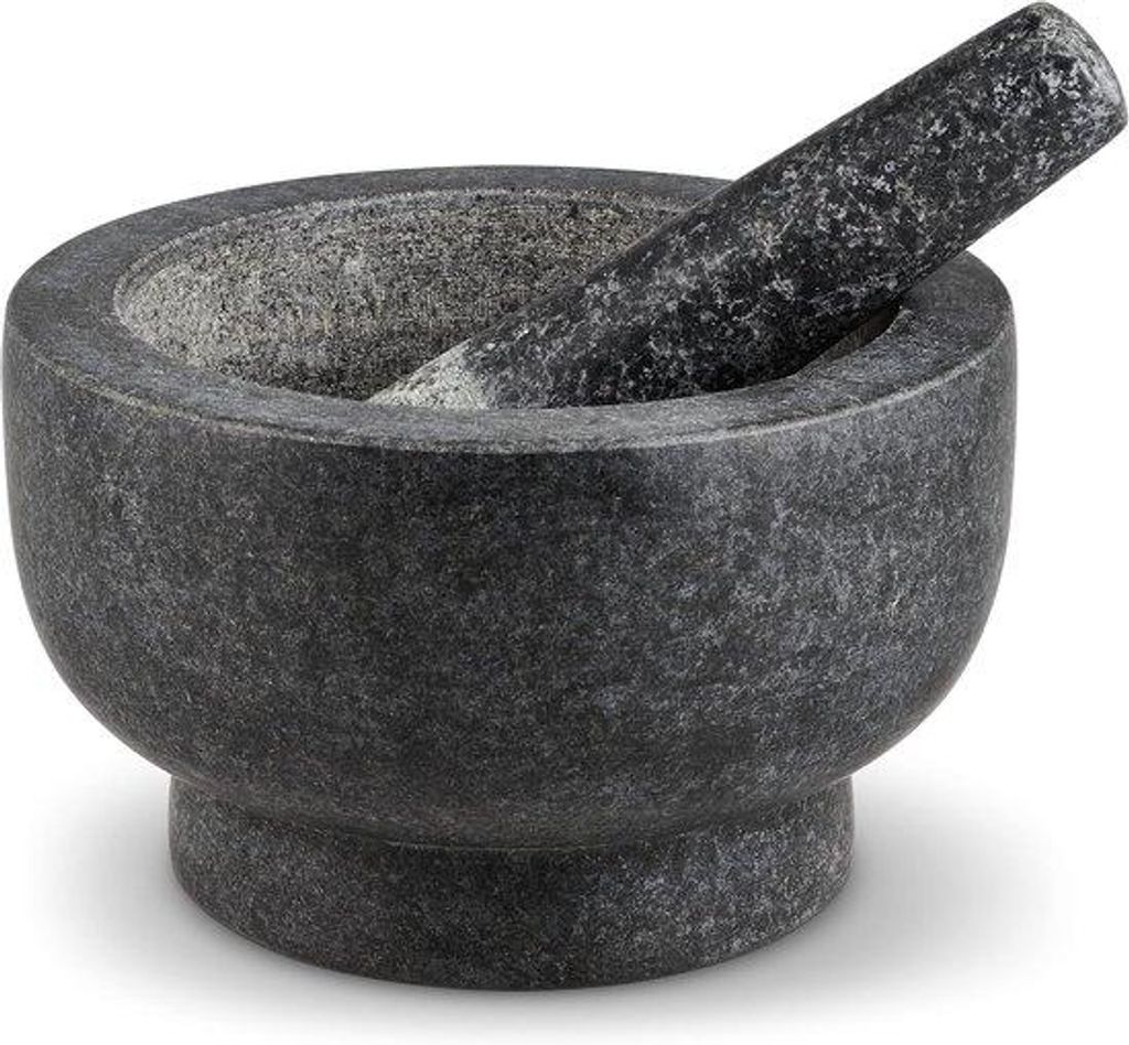 Famanu Mörser und Stößel Set – Ø 20 cm, ideal zum Mahlen von Kräutern