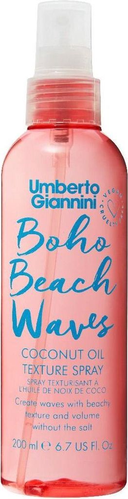 Umberto Giannini Beach Waves Boho Texture Spray 200ml - No Salt Coconut Oil Wave Spray with Colour Protecting UV Filters