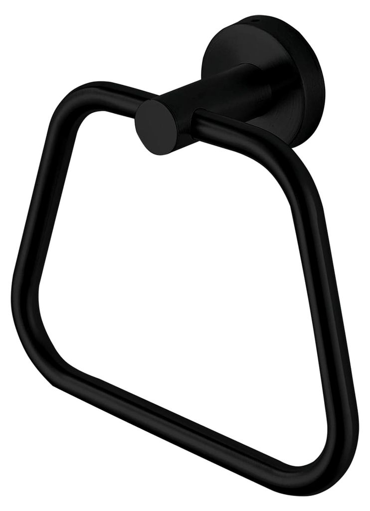 Handtuchring Schwarz, Bad-Accessoire aus 304 Edelstahl, Wandmontierter Handtuchhalter mit trapezförmigem Design