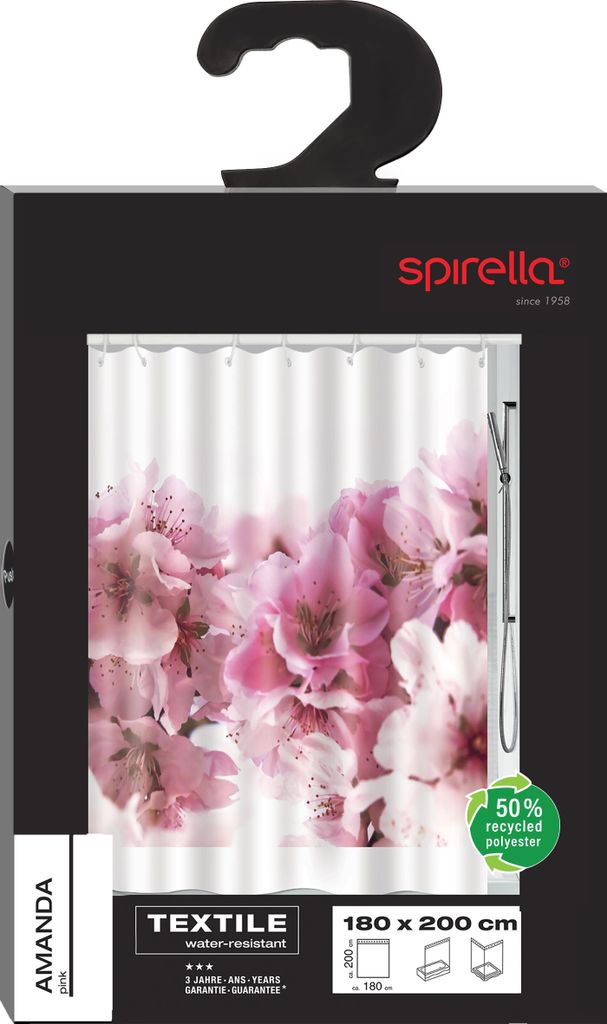 Spirella Duschvorhang Textil Pflanzen, vers. Designs Farbe: Amanda pink