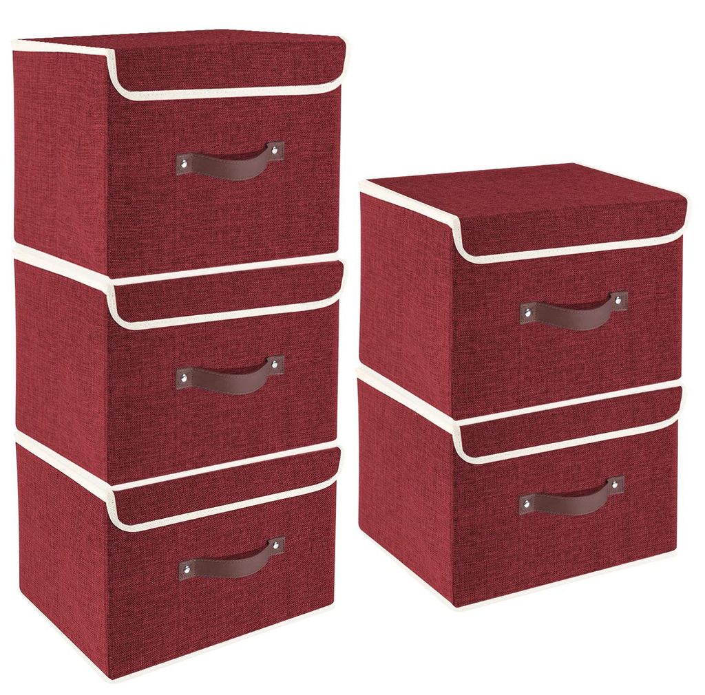 Faltbare Aufbewahrungsbox mit Deckel, Stoff, waschbar, 38 x 25 x 25 cm