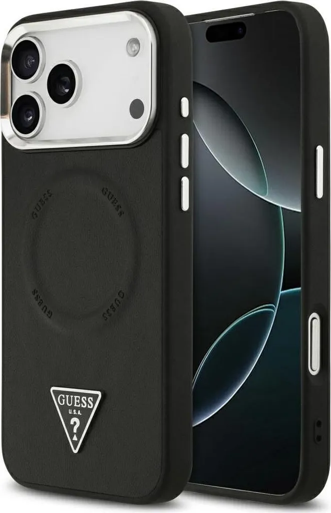 Custodia Guess Triangle Logo MagSafe iPhone 17 Pro Max - Nero Ecopelle