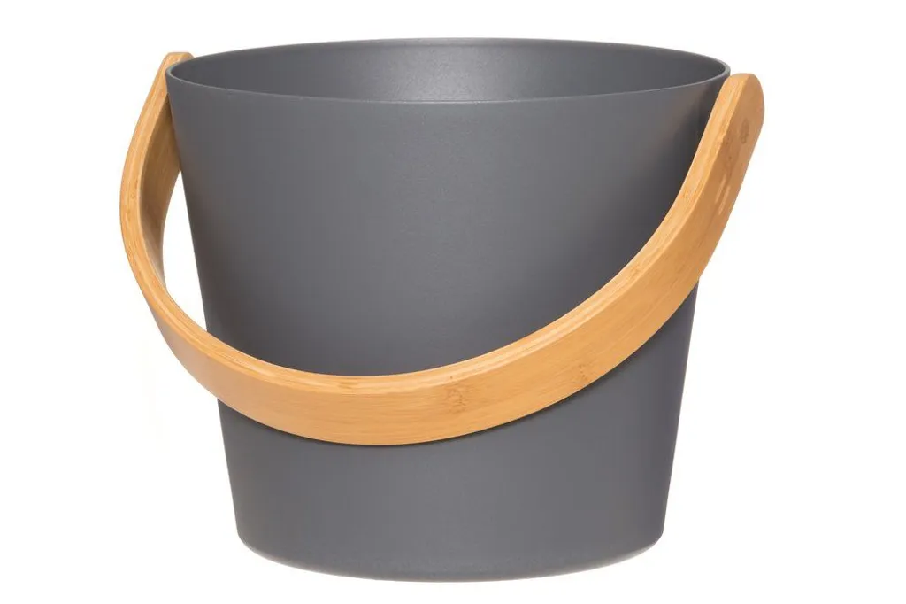 Seau de sauna Rento gris en aluminium anodisé pour spa et bien-être