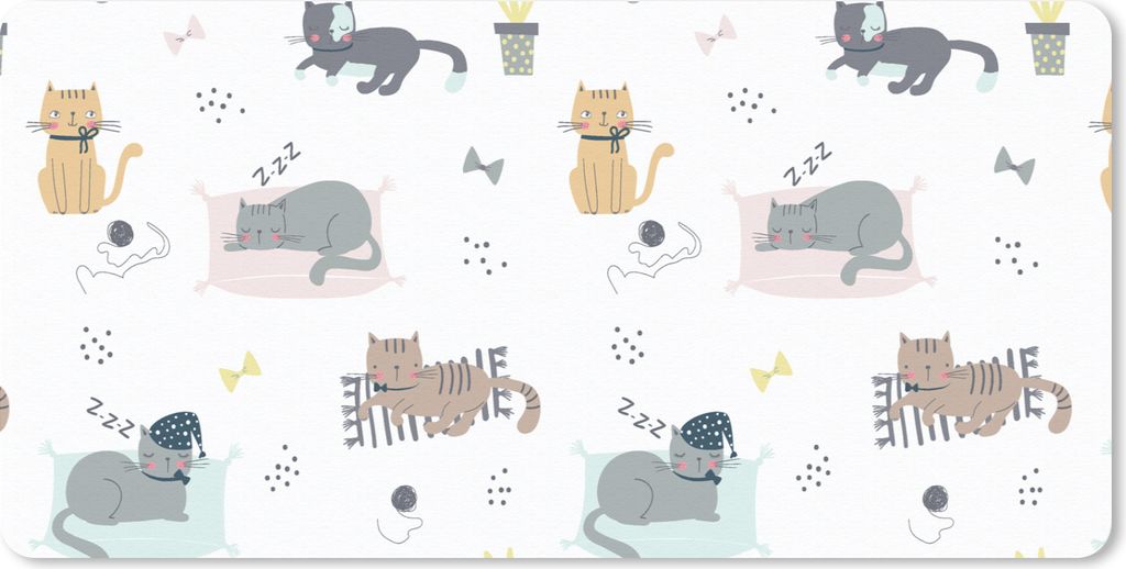 MuchoWow Schreibtischunterlage Katzen - Haustiere - Muster 80x40 cm - XXL Mauspad - Gaming Mauspad