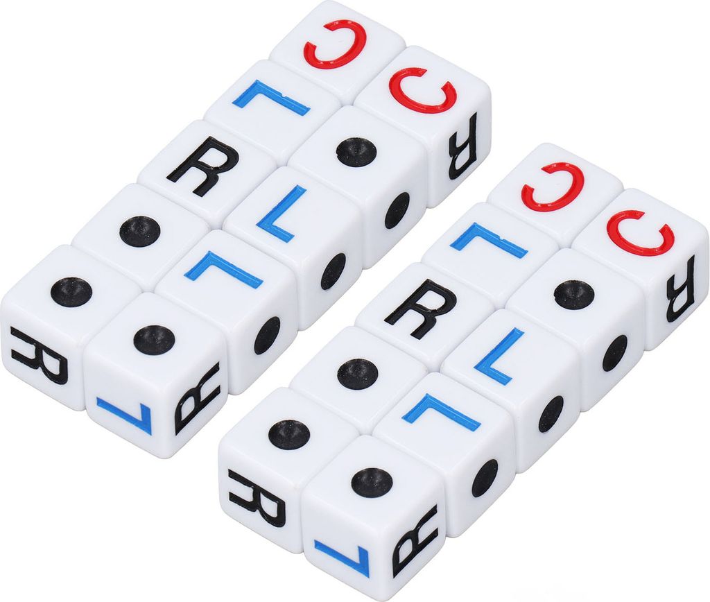 Links-Rechts-Zentrum Würfel, 20 Stück, Kunststoff, für Partyspiele & gesellige Treffen