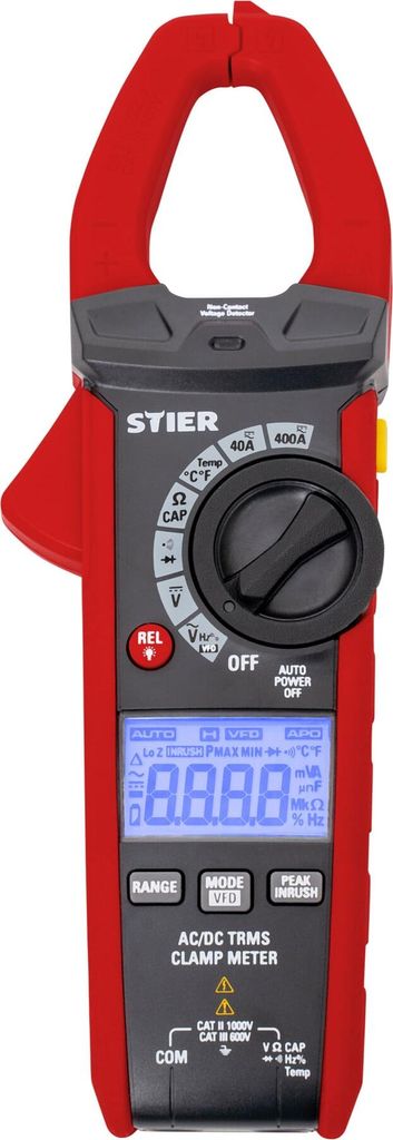STIER Digitale Stromzange AC/DC, 1000V, 400A, 40MΩ, 100kHz, hohe Genauigkeit, erreicht auch Engstellen