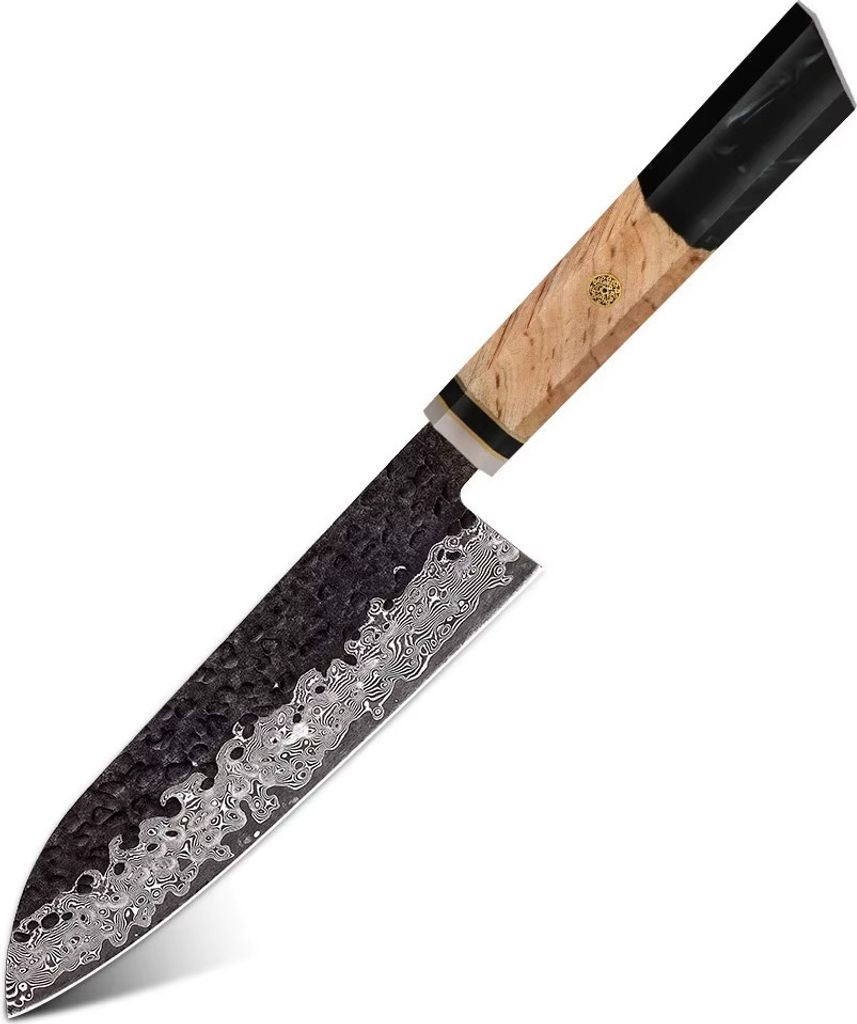 Damast Küchenmesser AI-37324 - Santoku Schwarz kaufen KP37324