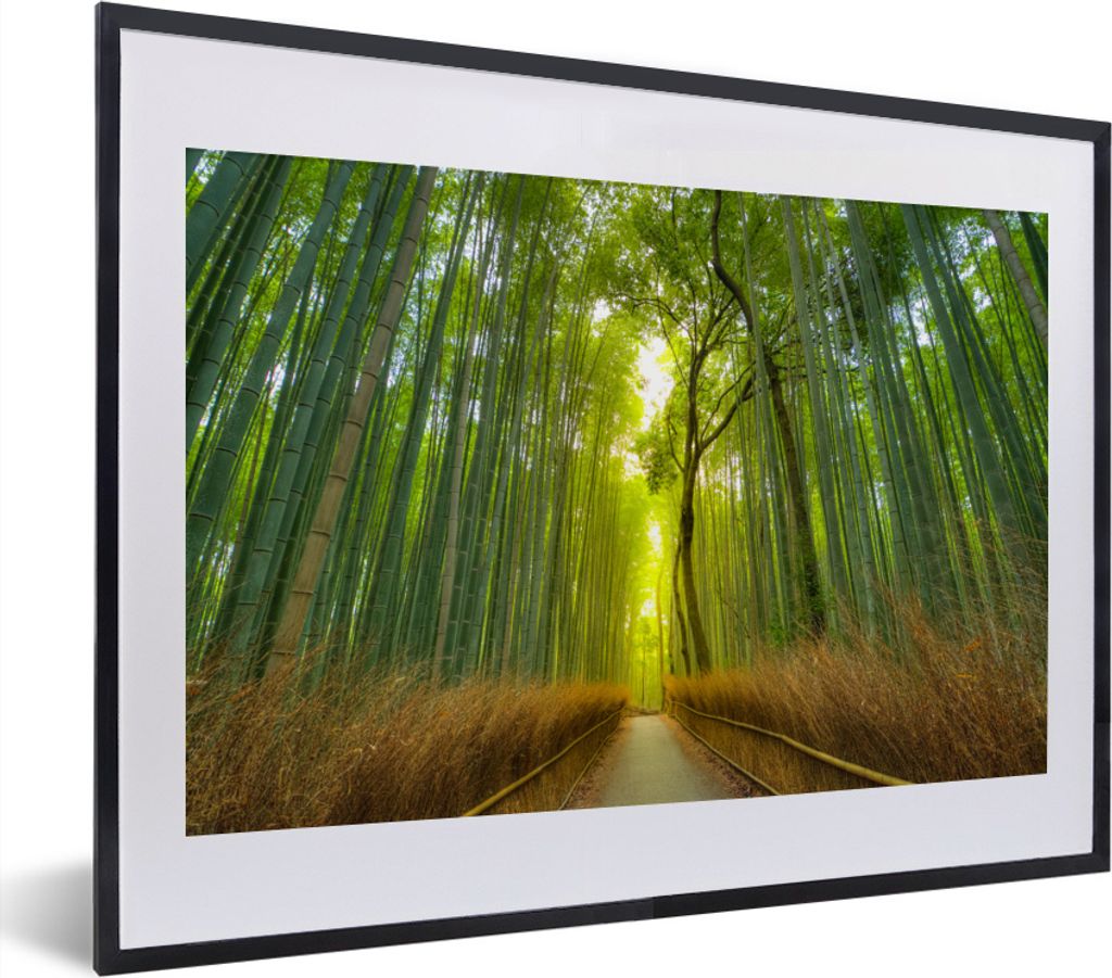 MuchoWow MuchoWow Gerahmtes Poster Pfad im Arashiyama-Bambuswald in Japan 40x30 cm - Poster mit zchwarzem Bilderrahmen - Bilderrahmen - Poster ...