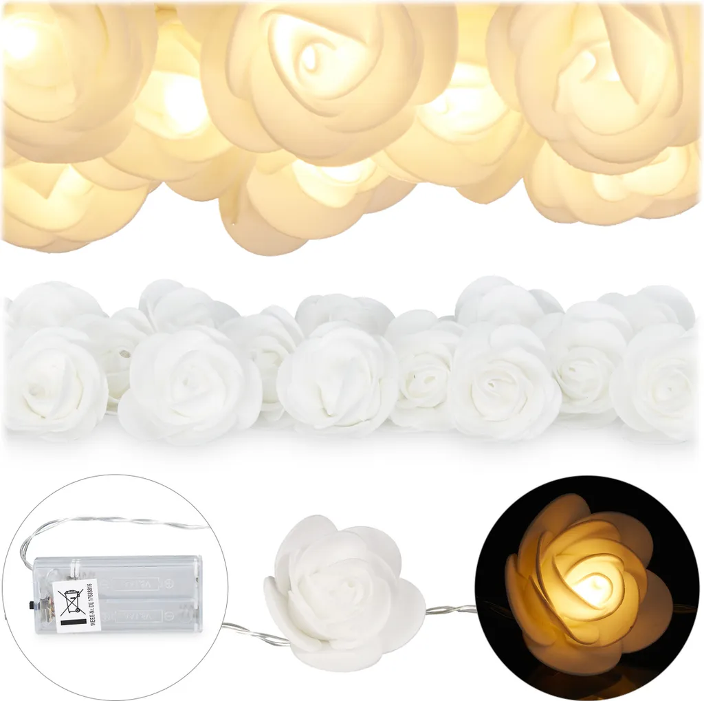 Relaxdays Catena Luminosa 10 LED Rosa e Bianco | Decorazione Interni