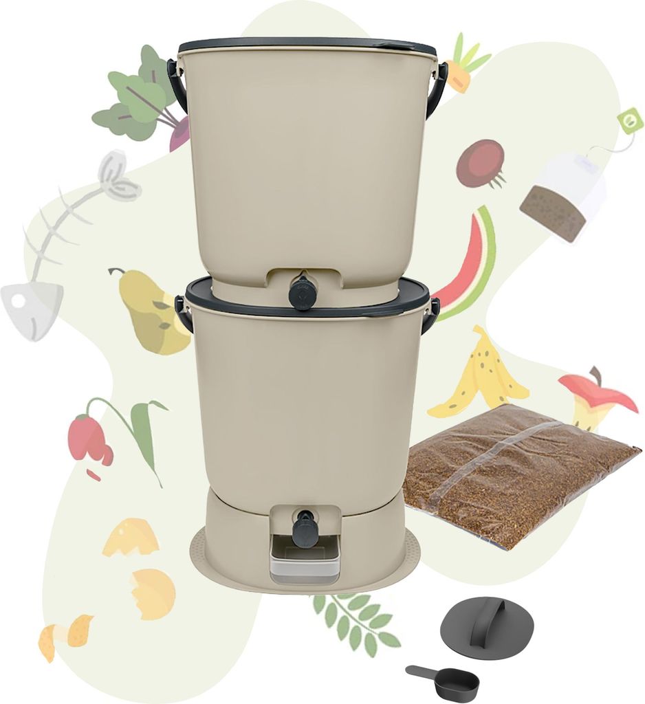 Set di partenza Bokashi con 2 secchi Bokashi, bianco crema, Immagine del prodotto 