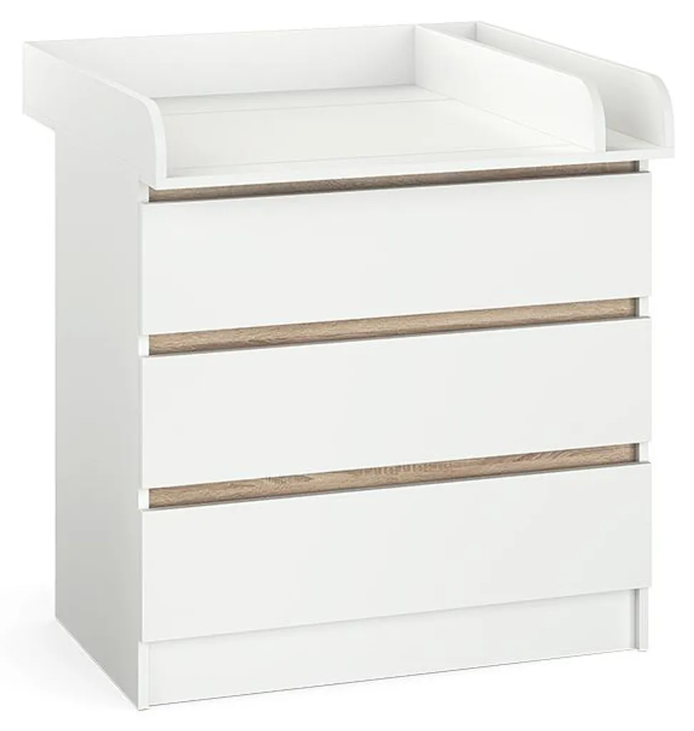 Commode à langer 80x87cm Vicco Emma, design Sonoma bois et Blanc mat