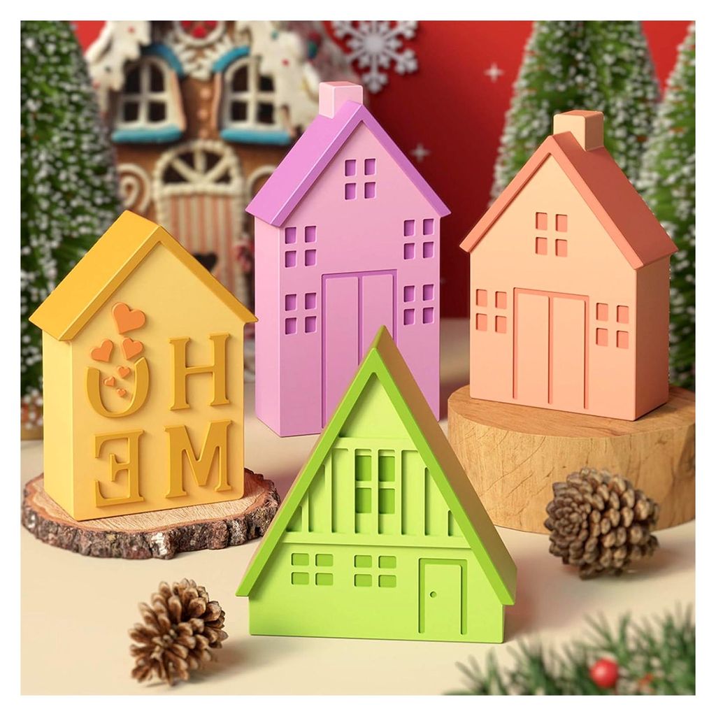 4 Stück 3D Silikon Kerzenformen Set, DIY Kerzengießformen für Zuhause, Geschenke & Weihnachten