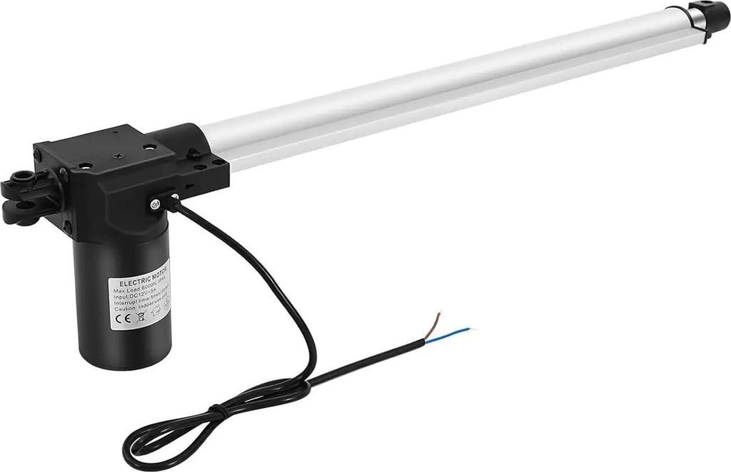 Linearantrieb - 12V - IP44 - Hub 50,8 cm - Schwerlast - Montagehalterungen inkl. - Für elektrische Türen/Industrie - Silber, Schwarz