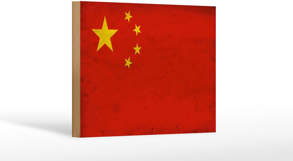 Holzschild Flagge China, 18 x 12 cm, Holzschilder Fahne Nationalität