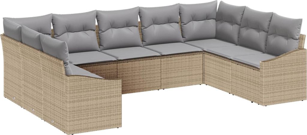 Maison Exclusive - Gartensofa-set 9 pcs Beige und Hellgrau Poly-Rattan