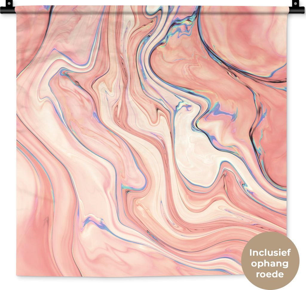 MuchoWow Wandteppich Wandbehang Marmor - Pastell - Rosa - Blau - Marmoroptik - Abstrakt 60x60 cm Tapisserie Dekoration Wandtuch - Dekorationen - ...