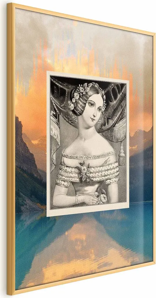 Quadro Ritratto Vintage 40x60 cm Cornice Oro Luxury Senza Bordi