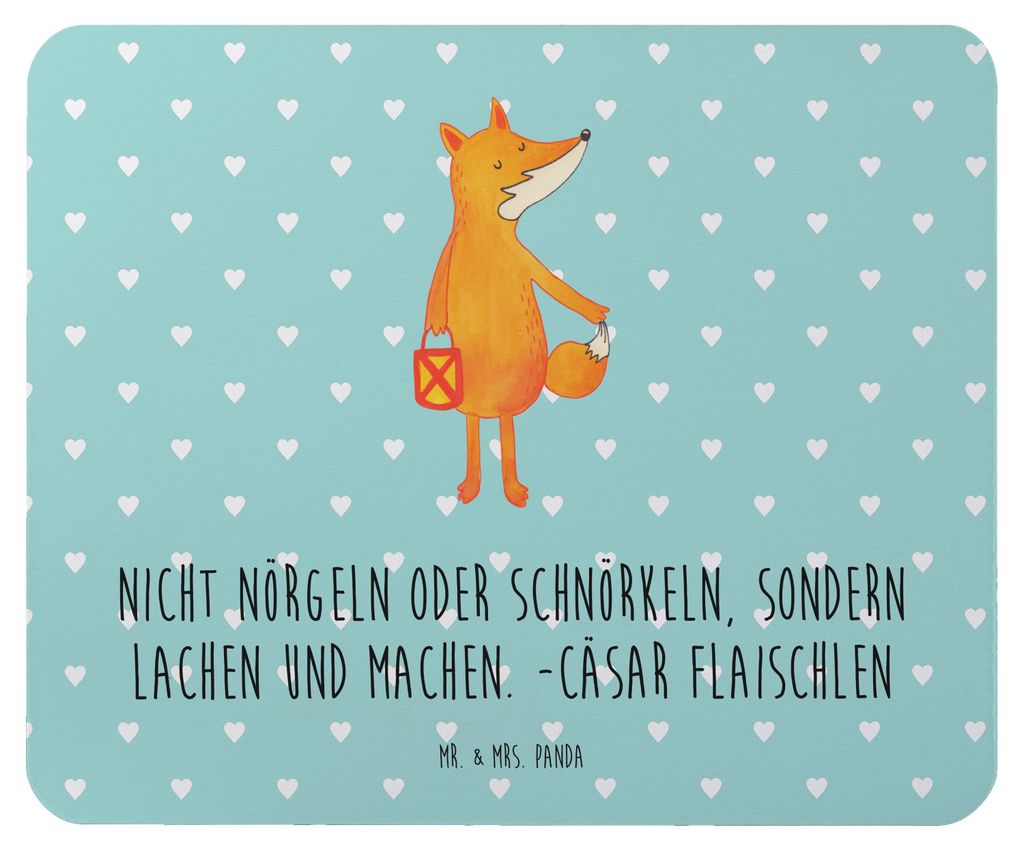 Mr. & Mrs. Panda Mouse Pad Fuchs Laterne - Türkis Pastell - Geschenk, Laternenumzug, pc mauspad, mousepad, Sankt Martin, Positiv, mausunterlage, O...