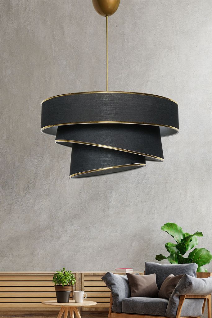 Opviq, Couper- Couper FLH, Schwarz,Gold, Kronleuchter, 40 x 40 cm, Metallkörper
