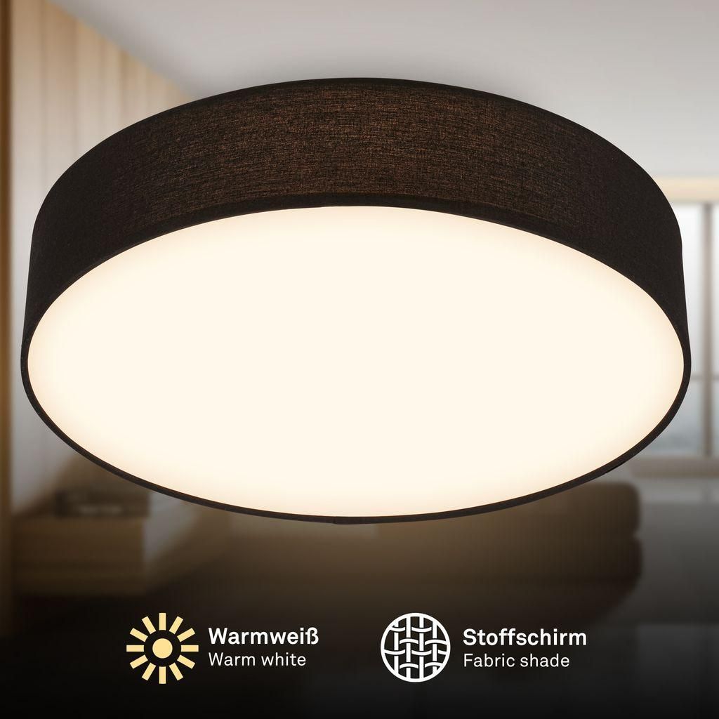 Briloner Plafoniera LED con paralume in tessuto Ø30x10,5 cm Immagine del prodotto 