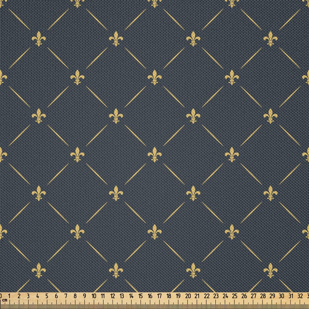 ABAKUHAUS Fleur De Lis Satin Stoff als Meterware, Blumenverzierung Mit Den Diagonalem Alten Heraldischen Zeichen Kariertes Muster, 3 M (148 x 300 c...