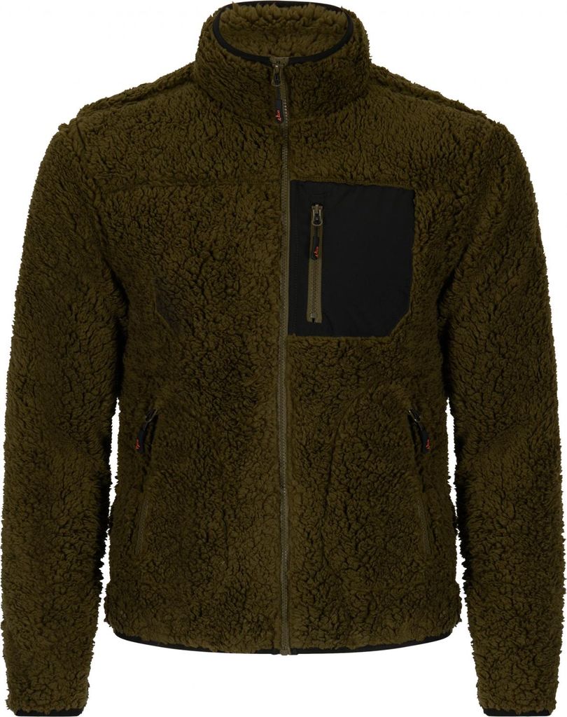 il Lago Prestige Teddyfleece-Jacke Halver Herren (Oliv/Schwarz) Größe M