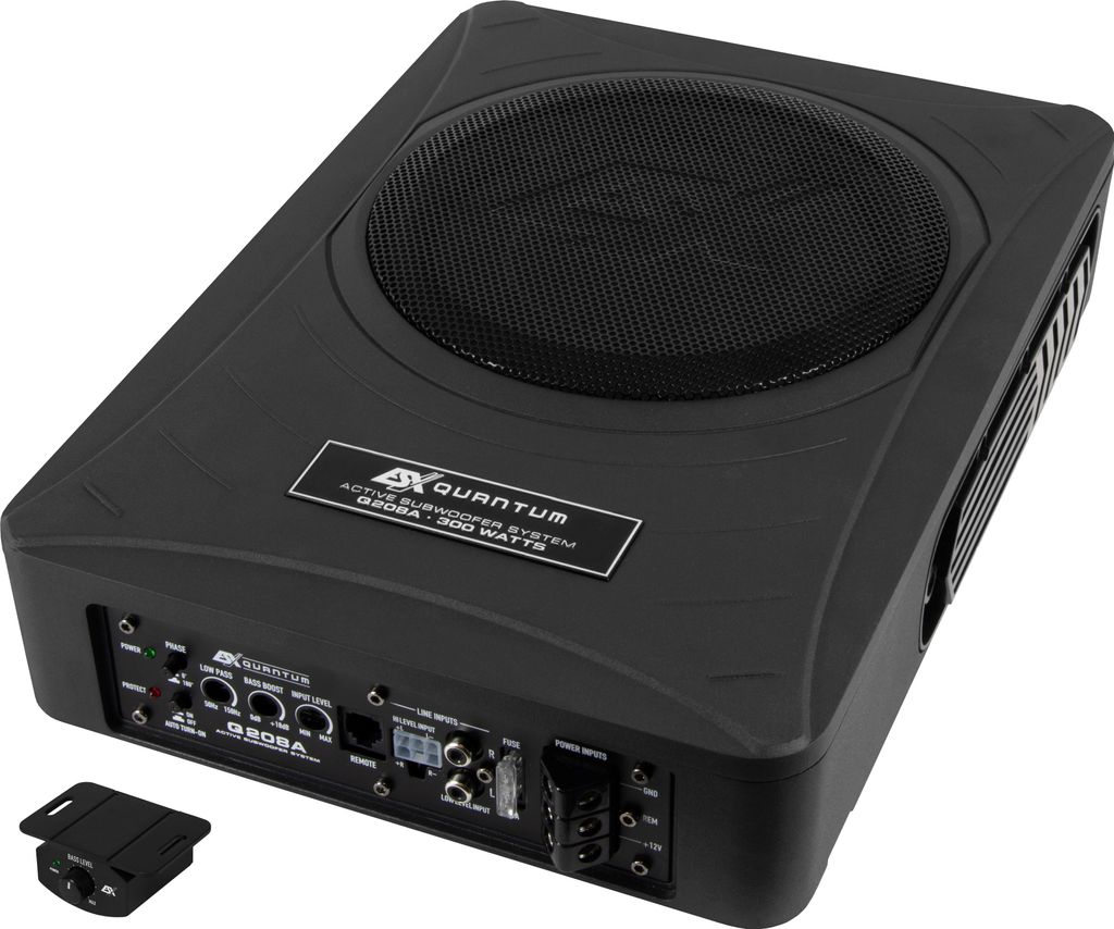 ESX QUANTUM Aktiv Subwoofer Bass mit Verstärker flach Seitenteil 20cm Q-208A