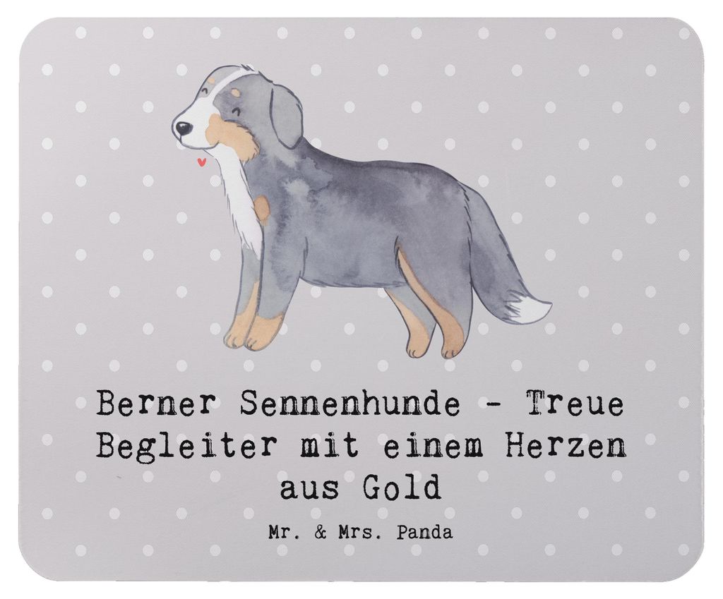 Mr. & Mrs. Panda Mousepad Berner Sennenhund Herz - Grau Pastell - Geschenk, Hunderassen Eigenschaften, computer, Mauspad, laptop, Treue Begleiter, ...