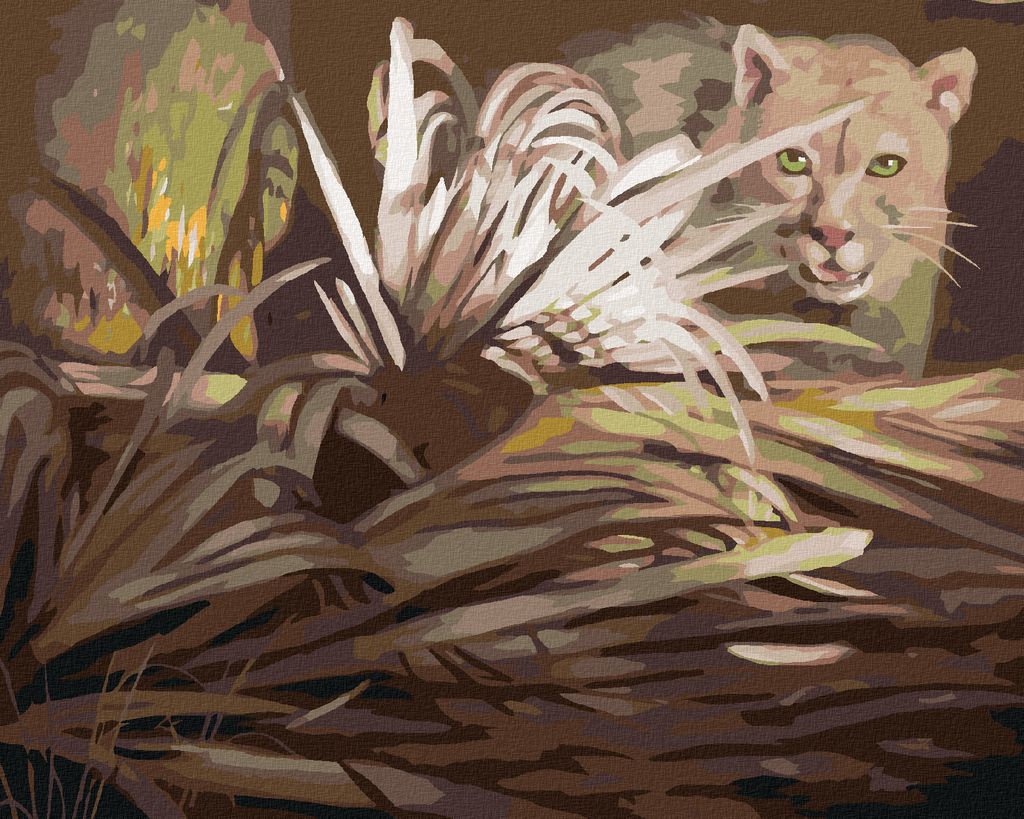 Zuty - Malen nach Zahlen - PUMA UND BLÄTTER (D. RUSTY RUST), 40x50 cm, ohne Keilrahmen