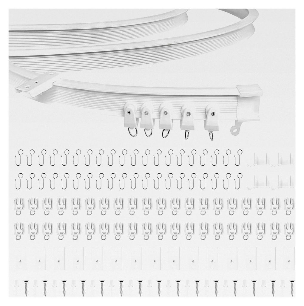 5m weiße flexible Deckenvorhangschiene, gebogene Vorhangschiene mit stummen Rollen, geeignet für Duschfenster, Raumteiler im Wohnmobil, Privatsph...