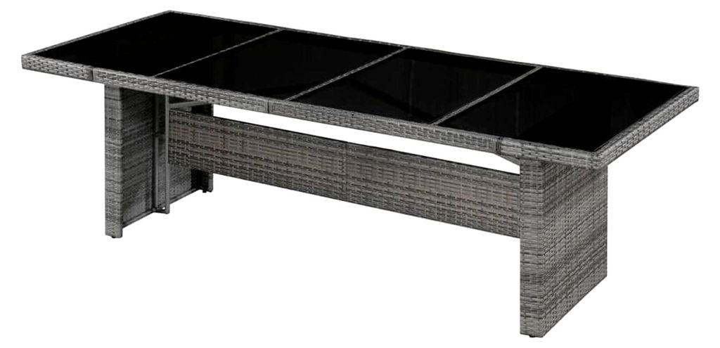 Garten-Esstisch aus Polyrattan und Glas 240 x 90 x 74 cm