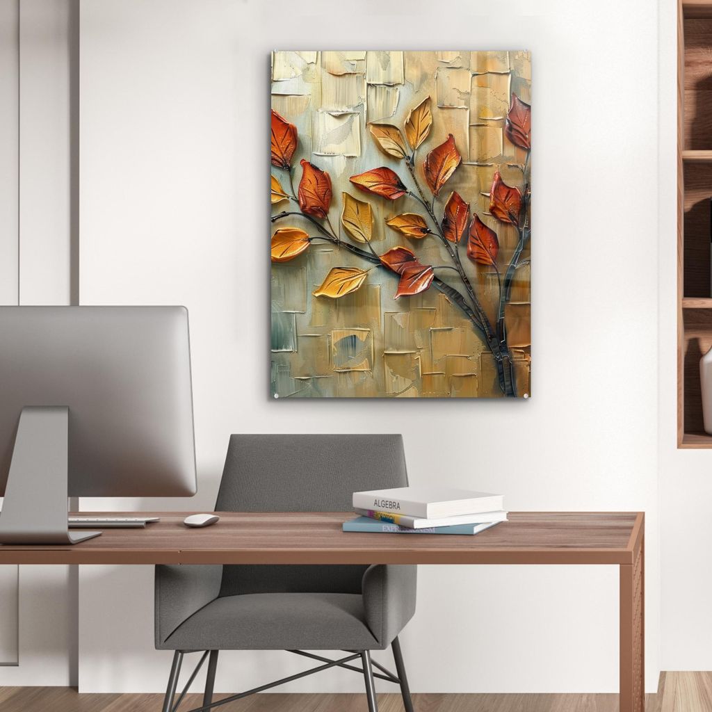 MuchoWow Glasbilder - Bilder auf Wandbild - Foto auf Glas Baum - Abstrakt - Natur - Kunst 60x80 cm Wanddekoration aus Glas - Acrylglasbild - Acrylb...