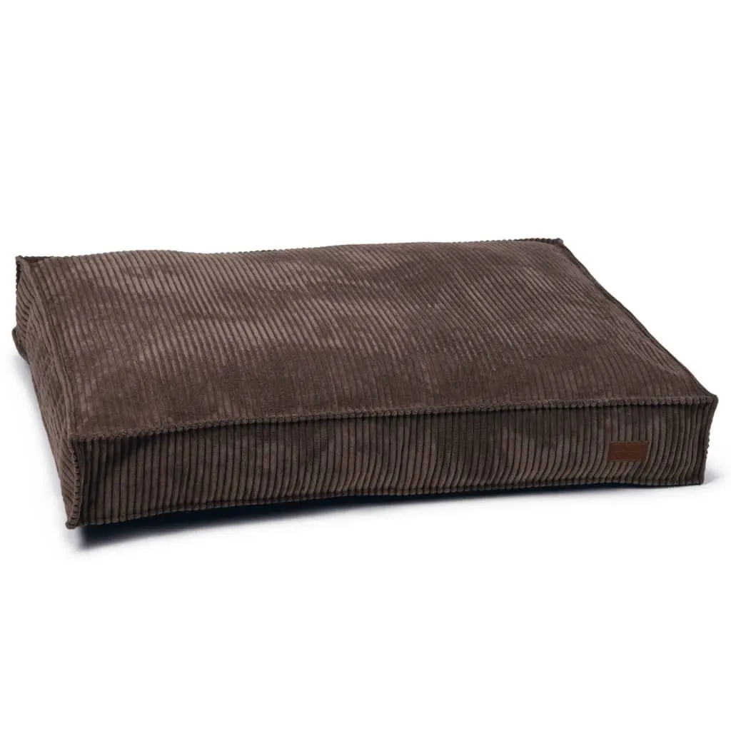 Panier pour chien rectangulaire en velours côtelé marron 100x70x15cm