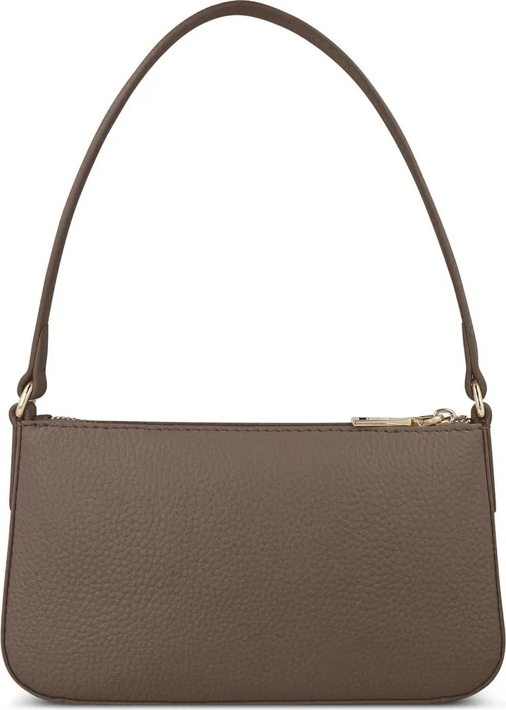 Petit sac à épaule en cuir Lazarotti taupe : compact, léger et chic