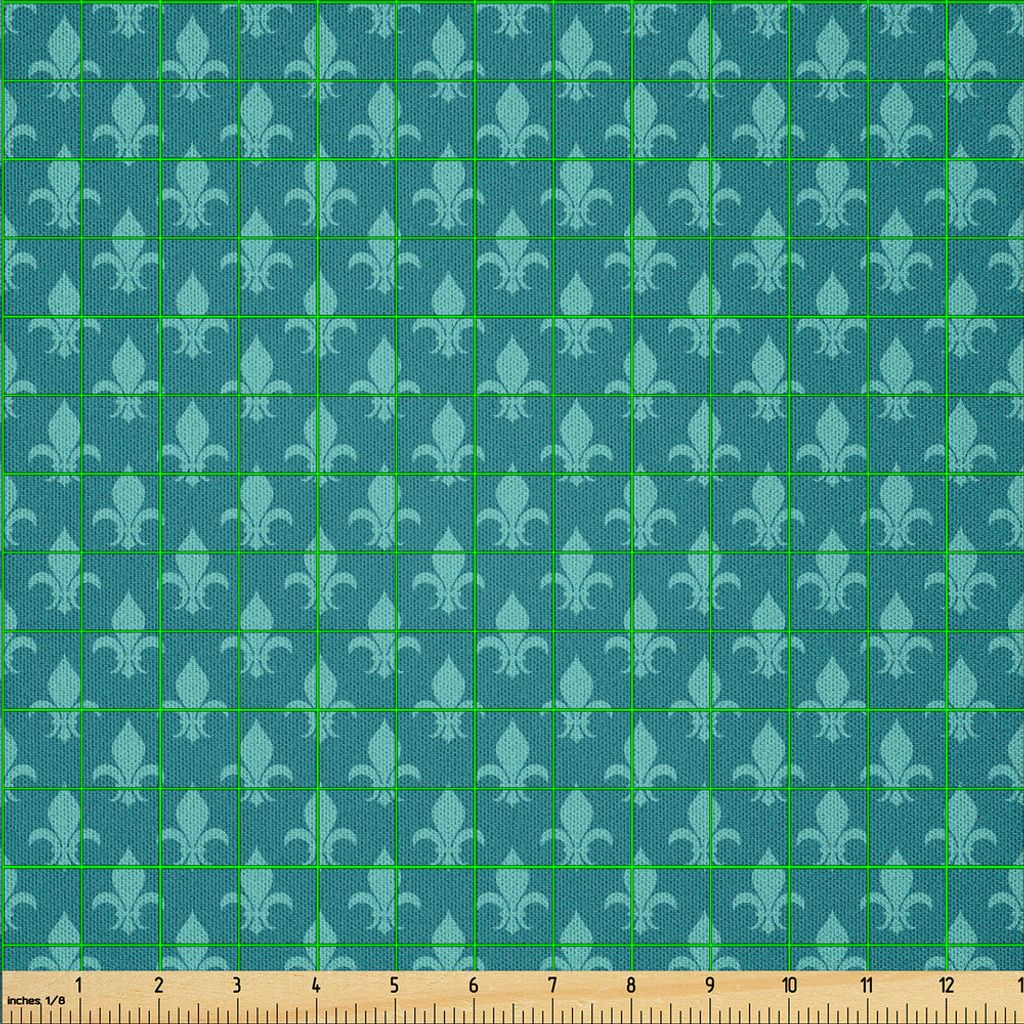 ABAKUHAUS Fleur de Lis Microfaser Stoff als Meterware , Klassisches Retrostil-viktorianisches Damast-Muster mit orientalischem Effekt-Bild der Arab...