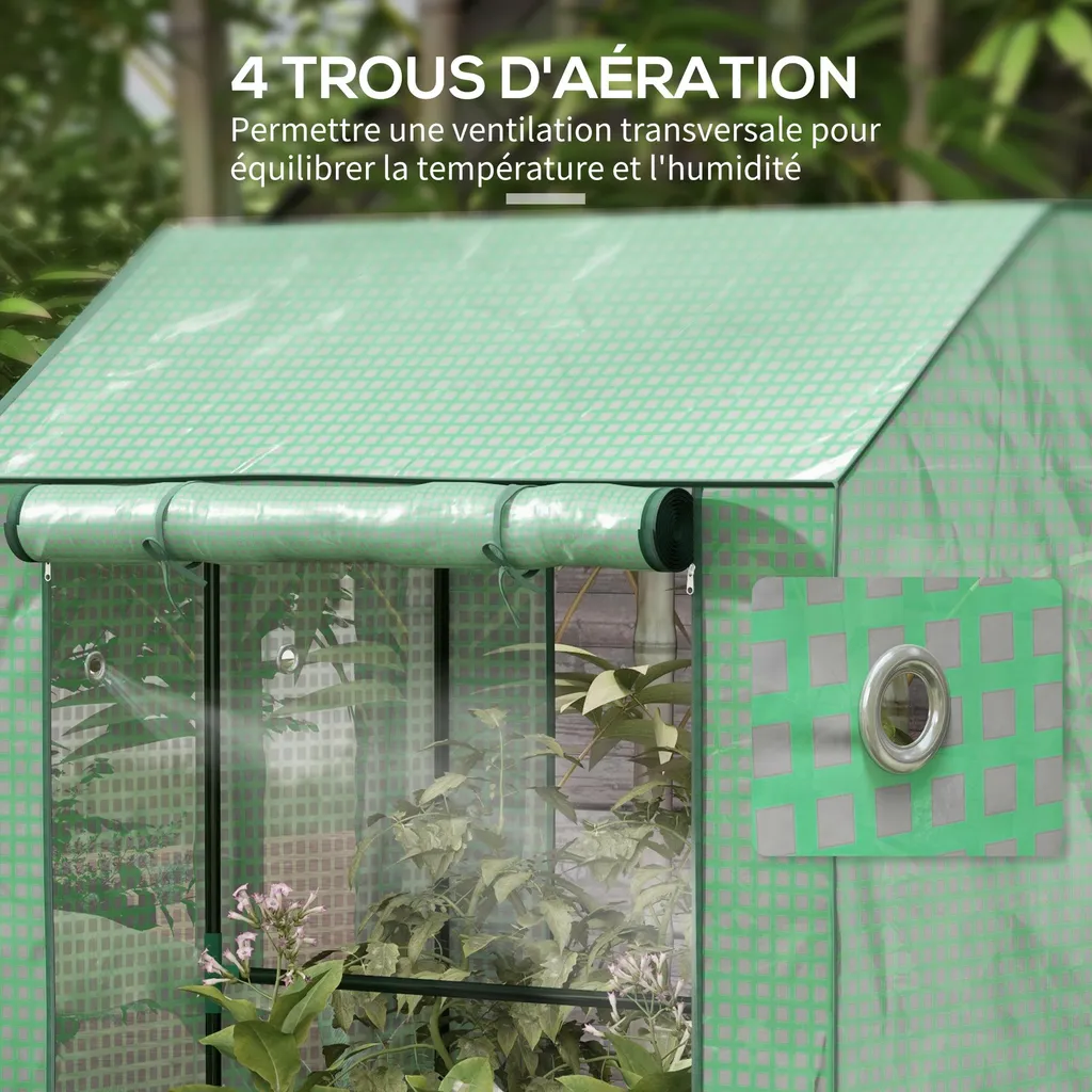 Serre à tomates verticale 150 cm de haut en acier et bâche PE renforcée - 8