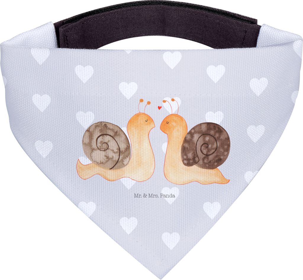 Mr. & Mrs. Panda Bandana Schnecken Liebe - Grau Pastell - Geschenk, Zufrieden, Paar, glücklich, Halstuch Für Hunde, Hund, Verliebt, Pärchen, Hun...
