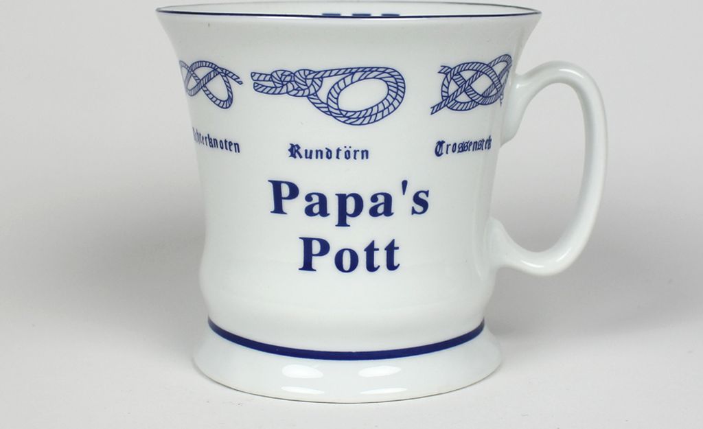 Papa´s Pott mit Seemannsknoten hoch Kaffeebecher Produktbild 