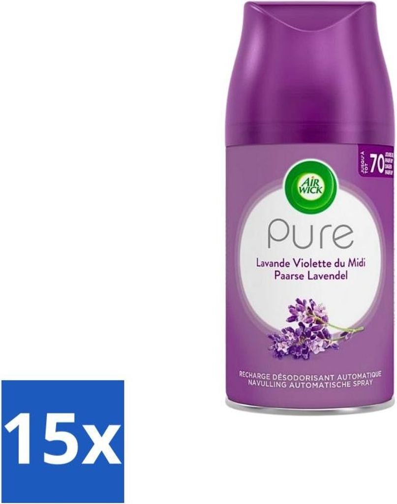 Air Wick Freshmatic – Lufterfrischer-Nachfüller – Pure Fresh Lavendel – 250 ml - Vorteilspack - 15 Stücke