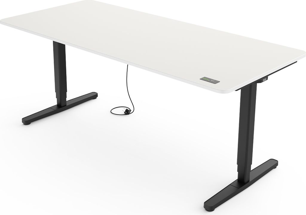 Yaasa Desk Pro Höhenverstellbarer Schreibtisch Elektrisch 160 x 80 cm, Weiß/Schwarz – Ergo Touch Handschalter – 9 Speicherfunktionen – Höh...