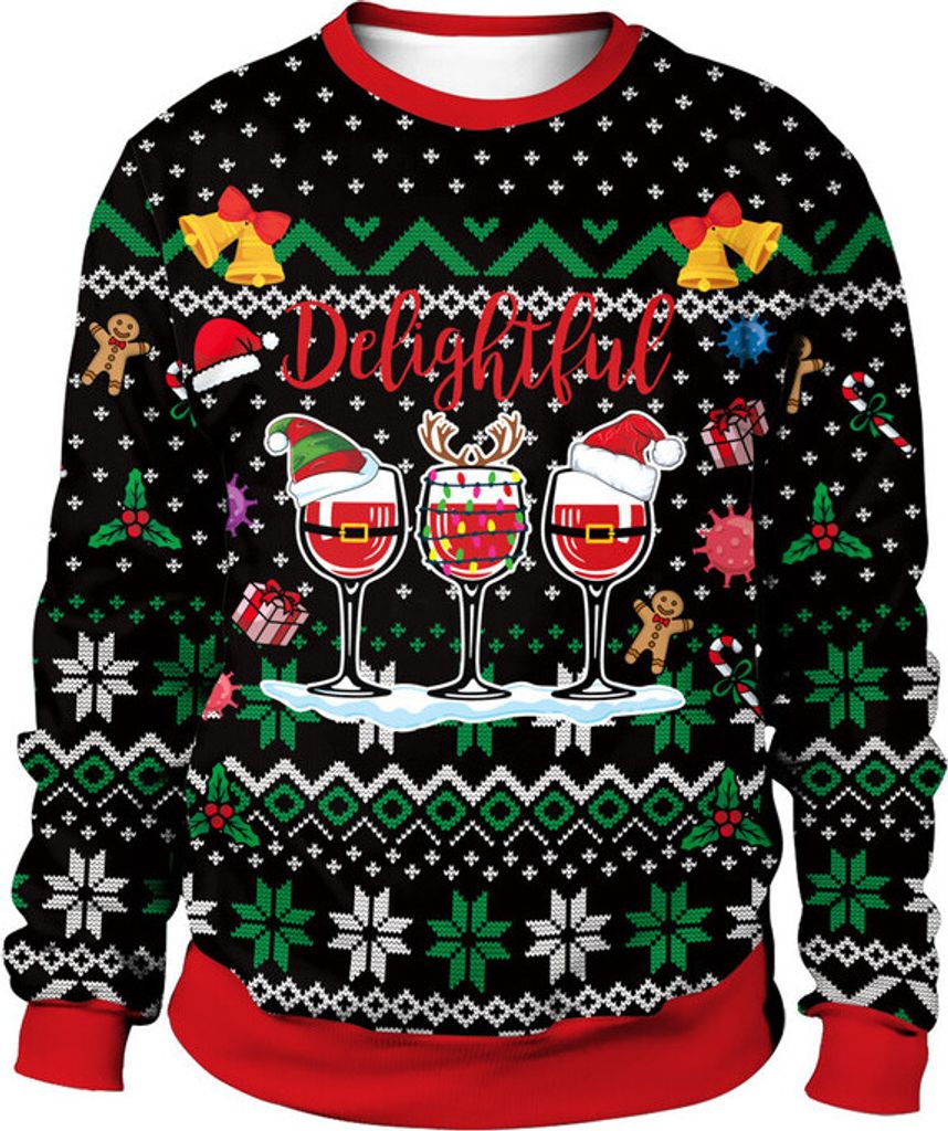 ASKSA Herren Damen Weihnachtspullover Christmas Sweater Birthday Sweater fuer Weihnachtsparty, Schwarz, M